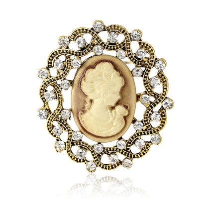 Beaut&Berry Vintage Beauty Head Brooches for Women Unisex Queen Face Pins Friends Party New Gifts Banquet Jewellery Accessories