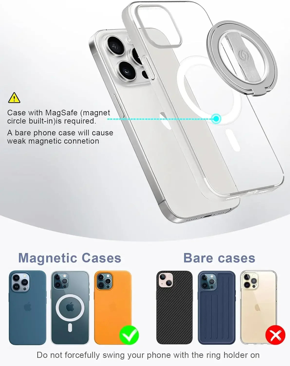 EWA MagOne 3rd MagSafe Phone Stand Magnetic Phone Ring Holder Kickstand Magnet Grip for All Phone  Holder