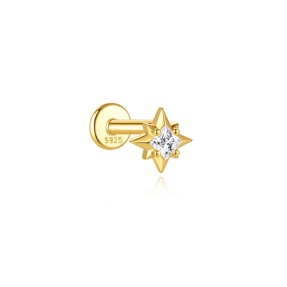 CANNER 1PC Smooth Gothic Serpentine 925 Sterling Silver Flat Head Piercing Ear Bone Nail Ins Geometric Earring Jewelry Gift