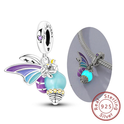 Hot 925 Sterling Silver Charm Beads Butterfly Dragonfly Firefly Charms Fit Original Bracelets DIY Jewelry For Women Gift