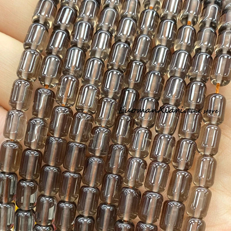 6x9MM Cylinder AA Smoky Quartz Natural Stone Loose Spacer Beads for Jewelry Making DIY Earrings Bracelets Charms Accessories