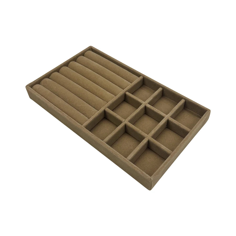1PC, Flocking Jewelry Box Jewelry Tray, Color: Brown