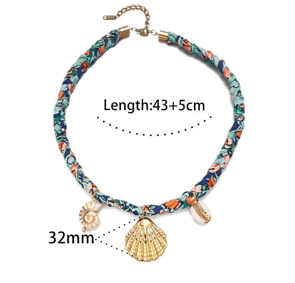 Colorful Rope Heart Pearl Flower Necklace Women's Sweet Fabric Charm Necklace Fashion Stainless Steel Pendant Necklace Accessory