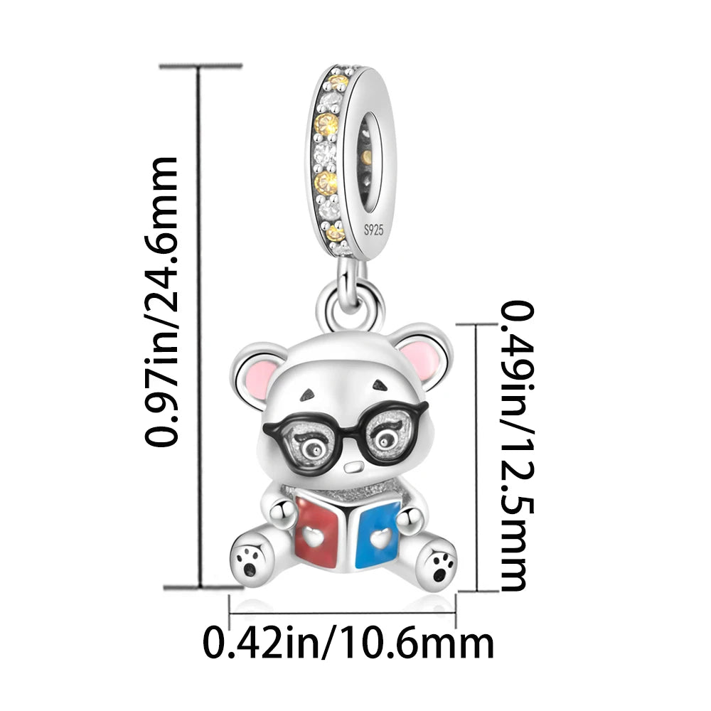 2025 New Silver Plated Elephant, Wombat, Kitten, Bear Dangle Charm Fit Pan Bracelet Bead DIY Women Cute Pet Serise Jewelry Gift