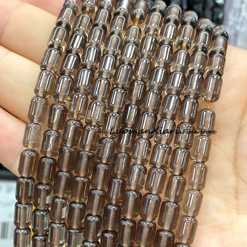 6x9MM Cylinder AA Smoky Quartz Natural Stone Loose Spacer Beads for Jewelry Making DIY Earrings Bracelets Charms Accessories