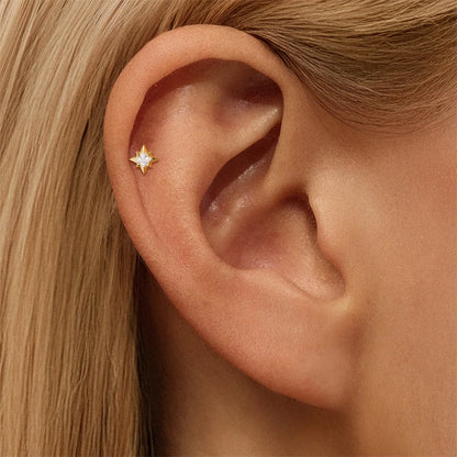 CANNER 1PC Smooth Gothic Serpentine 925 Sterling Silver Flat Head Piercing Ear Bone Nail Ins Geometric Earring Jewelry Gift