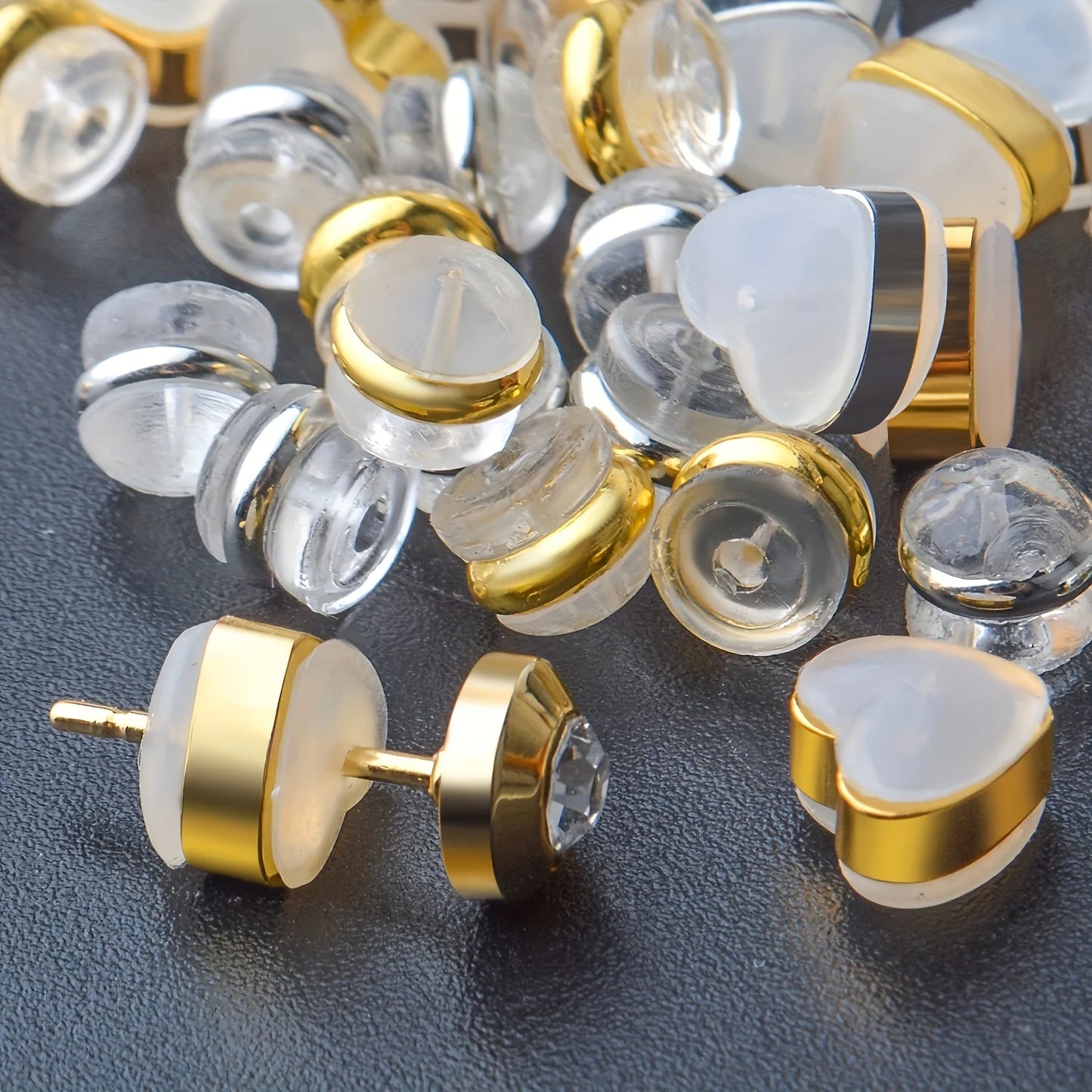 10/20/50Pcs Love Heart Soft Silicone Earring Backs Stoppers Copper Ring Ear Plugs For Jewelry Making DIY Earring Accessories