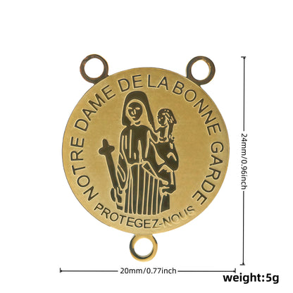 316L Stainless Steel Our Lady of Good Guard Medal Necklace With Chain Marie Julie Jahenny Cross of Forgiveness Protection Charm