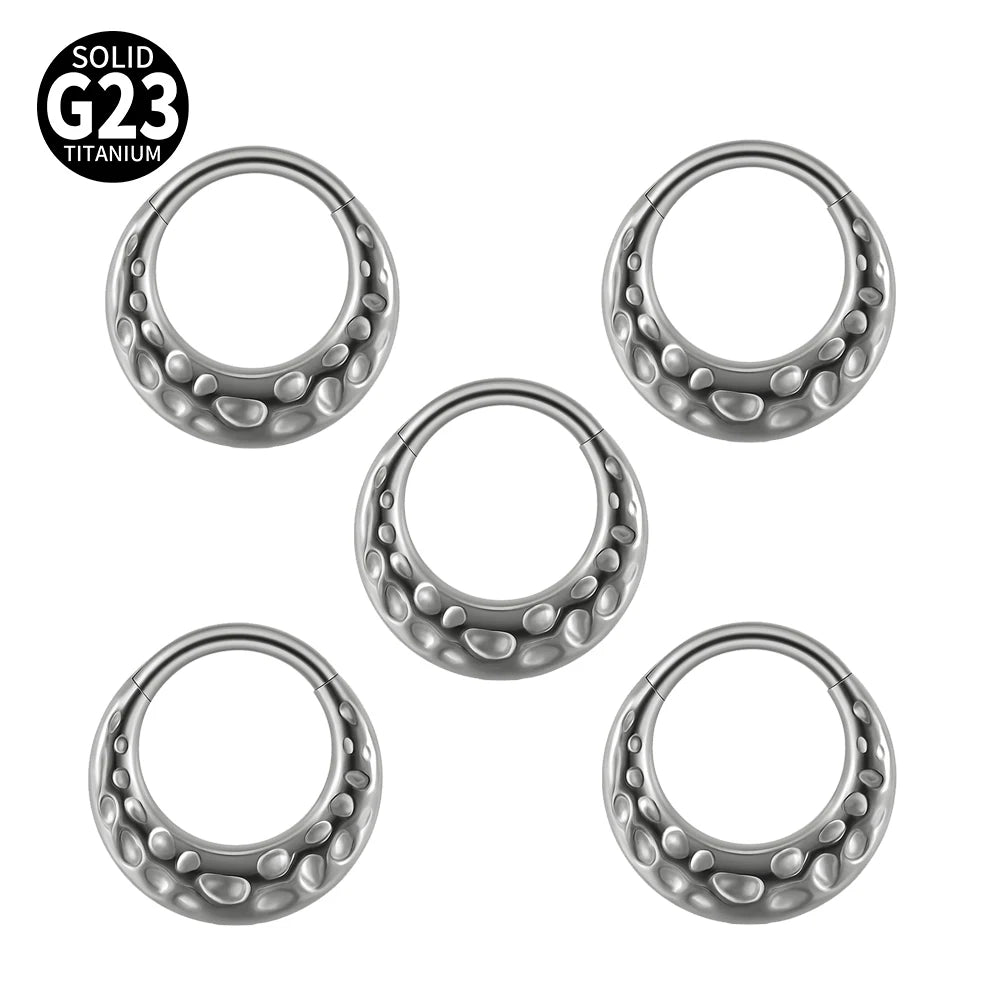1/2/5PCS Punk Titanium Concave&Convex Crater Moon Septum Piercing Clicker Nose Rings 16G Segment Cartilage Daith Hoop Earring