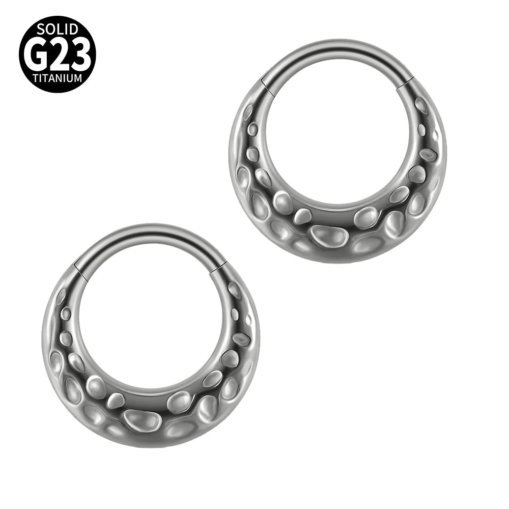 1/2/5PCS Punk Titanium Concave&Convex Crater Moon Septum Piercing Clicker Nose Rings 16G Segment Cartilage Daith Hoop Earring