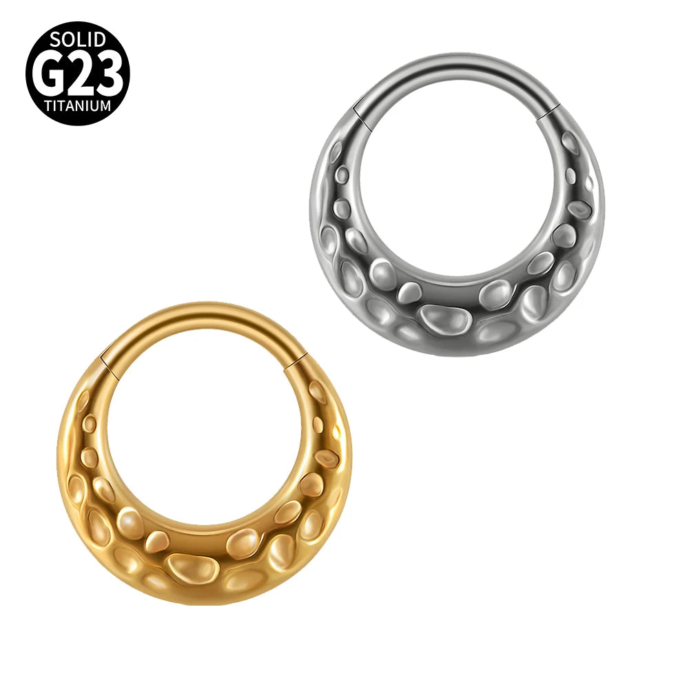 1/2/5PCS Punk Titanium Concave&Convex Crater Moon Septum Piercing Clicker Nose Rings 16G Segment Cartilage Daith Hoop Earring