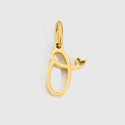 St-Delan Gold Plated Cursive Heart Initial Charms A-Z Script Alphabet Pendants for DIY Jewelry Making