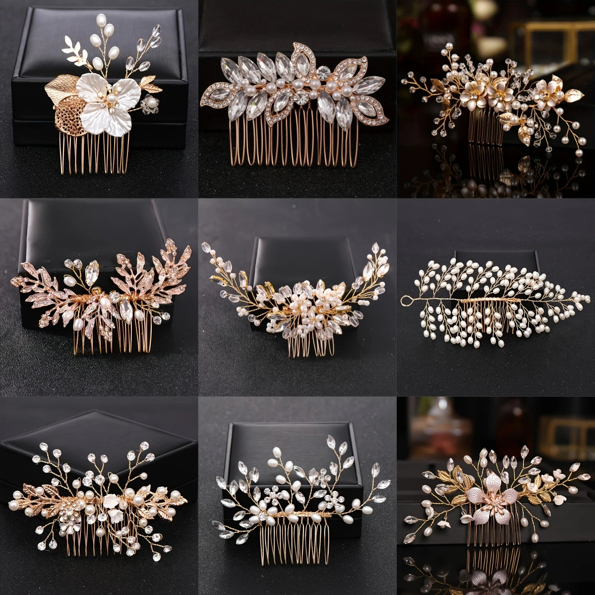 Golden Crystal Pearl Hair Comb Headband Hairband For Women Party Bridal Wedding Hair Accessories Jewelry Comb Headband Hairband
