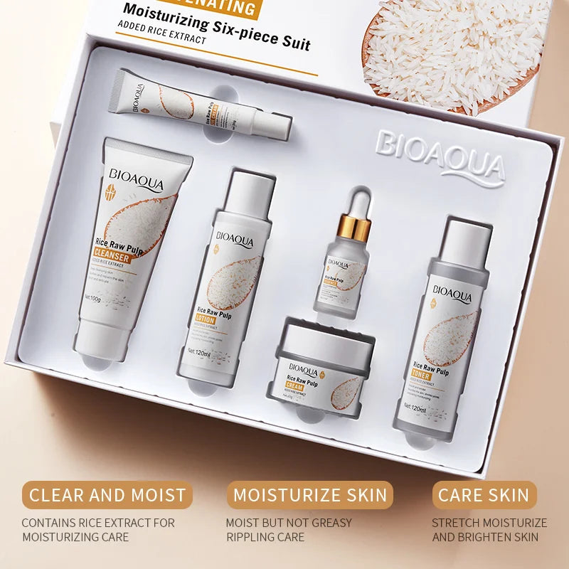 BIOAOUA Original Milk Series Six Piece Protoplasm Grape Serum Cream Hydrating Moisturizing Cleanser Toner Anti Age Face Care Set