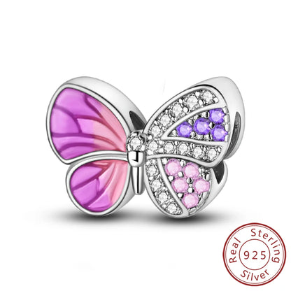 Hot 925 Sterling Silver Charm Beads Butterfly Dragonfly Firefly Charms Fit Original Bracelets DIY Jewelry For Women Gift