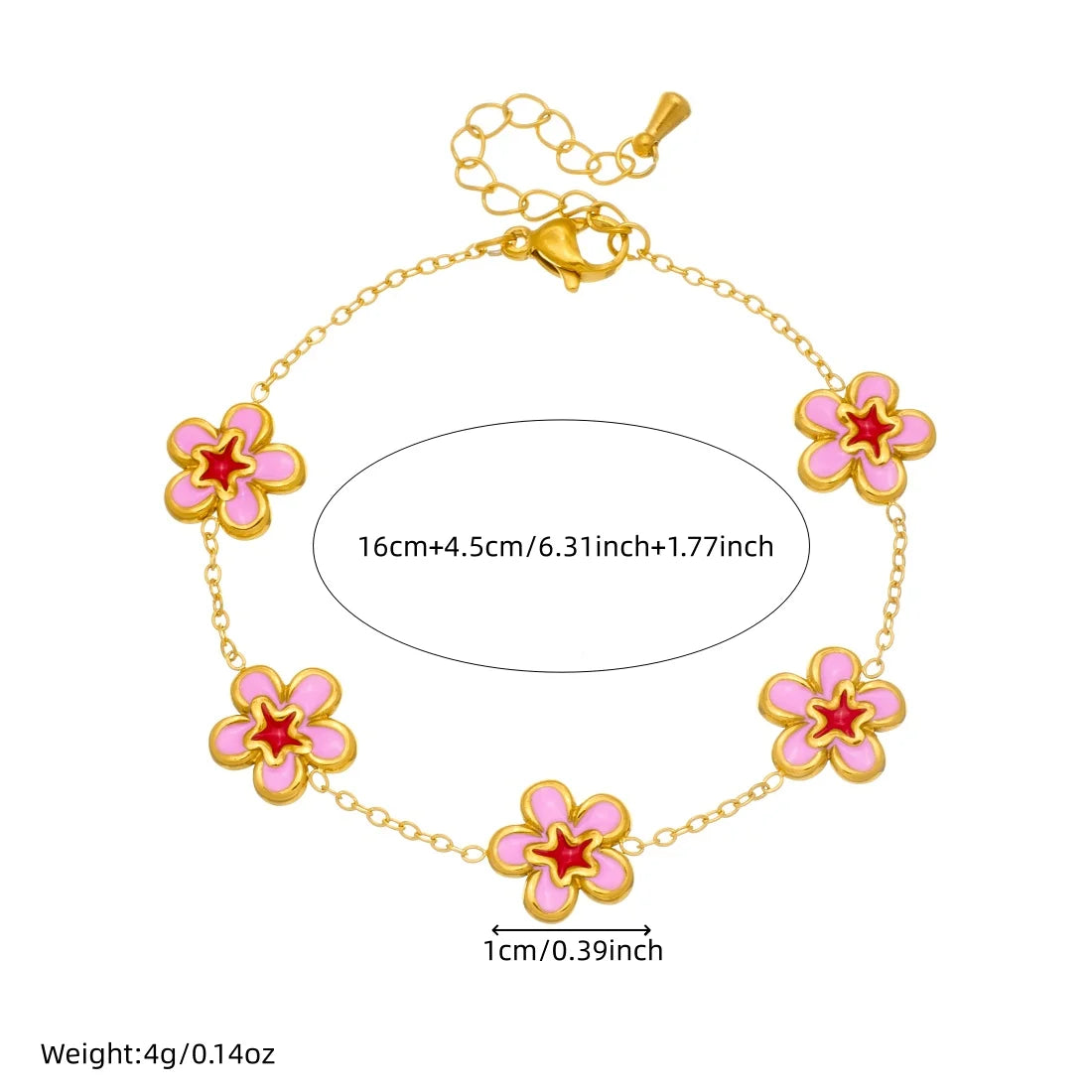 DIEYURO 316L Stainless Steel Pink Dripping Oil Peach Blossom Flowers Necklace Earrings Bracelet Set Lady New Luxury Jewelry Gift