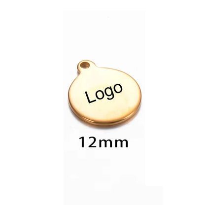 10-50pcs Stainless Steel Circle Round Tag Laser Engraved Logo Name Tail Chain Label for DIY Customize Jewelry Making