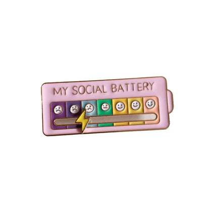 Mood Conversion Brooch Sliding Social Metal Badge Women's  Accessories  Pin Facial Expression Emotion My Social Power Badges Pin