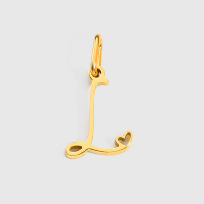 St-Delan Gold Plated Cursive Heart Initial Charms A-Z Script Alphabet Pendants for DIY Jewelry Making