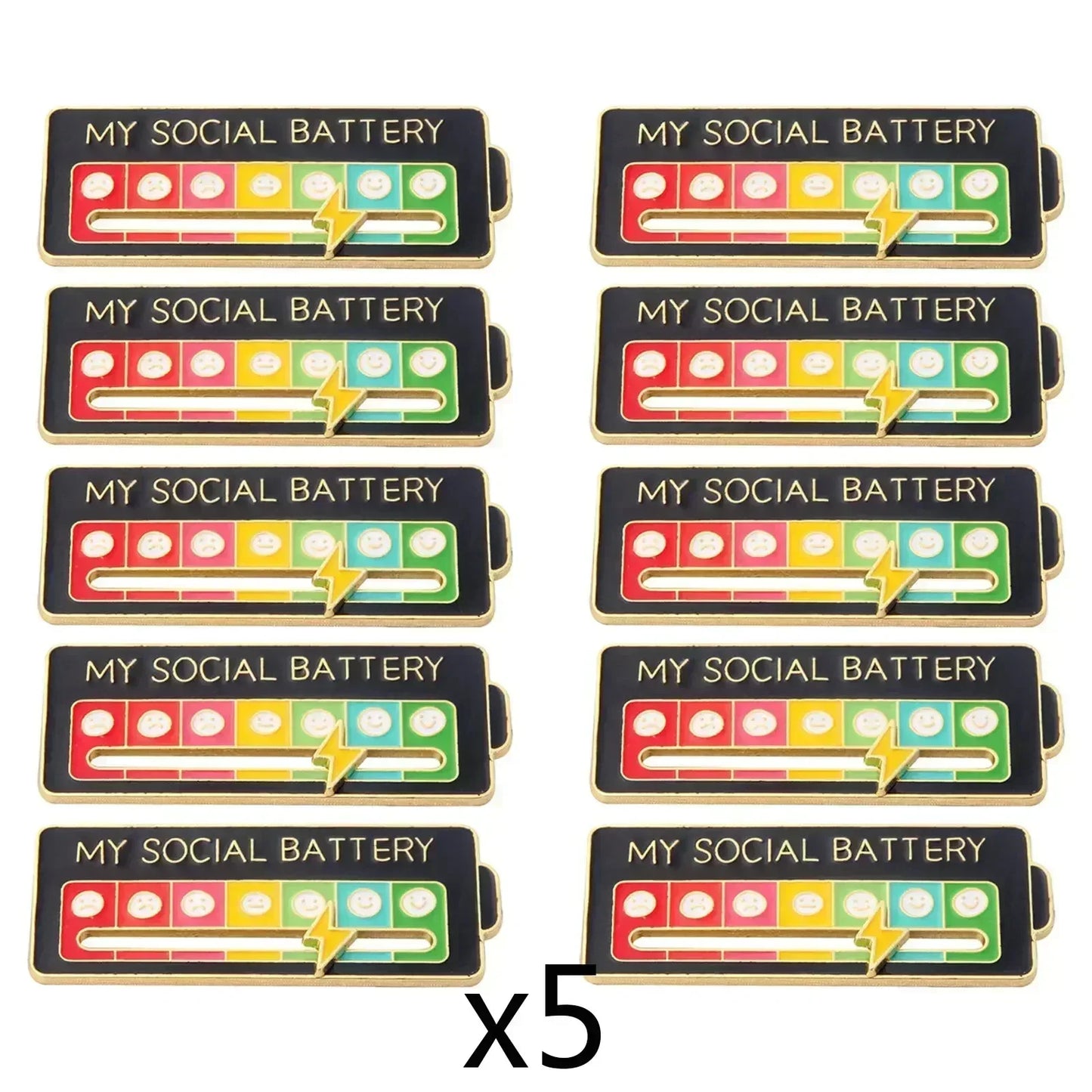 Mood Conversion Brooch Sliding Social Metal Badge Women's  Accessories  Pin Facial Expression Emotion My Social Power Badges Pin