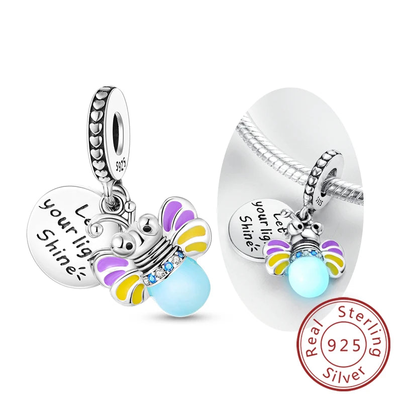Hot 925 Sterling Silver Charm Beads Butterfly Dragonfly Firefly Charms Fit Original Bracelets DIY Jewelry For Women Gift