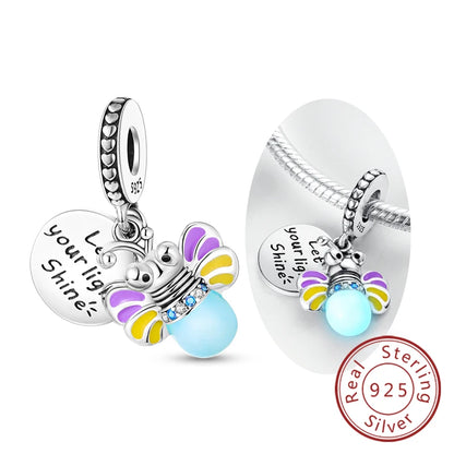 Hot 925 Sterling Silver Charm Beads Butterfly Dragonfly Firefly Charms Fit Original Bracelets DIY Jewelry For Women Gift