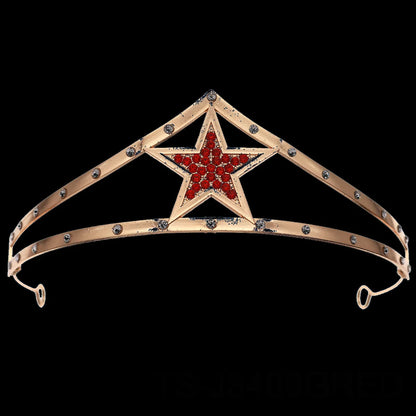 Luxury Red Rhinestone Bridal Tiara Headband Baroque Crystal Grand Crown For Women Banquet Jewelry Hair Accessories