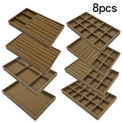 1PC, Flocking Jewelry Box Jewelry Tray, Color: Brown