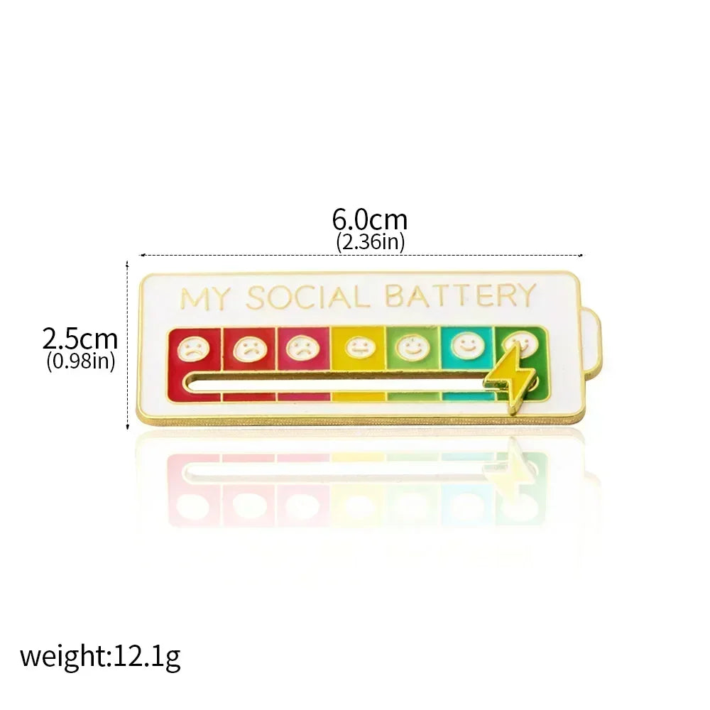 Mood Conversion Brooch Sliding Social Metal Badge Women's  Accessories  Pin Facial Expression Emotion My Social Power Badges Pin