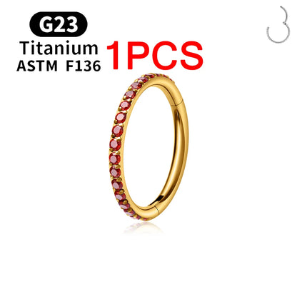 1/10PCS ASTM F136 Titanium Nose Ring 16/18G CZ Hinged Septum Clicker Hoop Tragus Daith Cartilage Helix Ear Piercing Body Jewelry