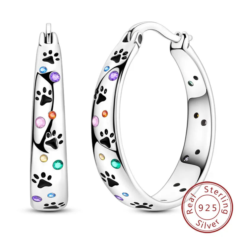 Hoop Earrings New Original 925 Sterling Silver Sweet Heart Bow Round Zircon Studs Drop Earrings For Women Girl Fine Jewelry
