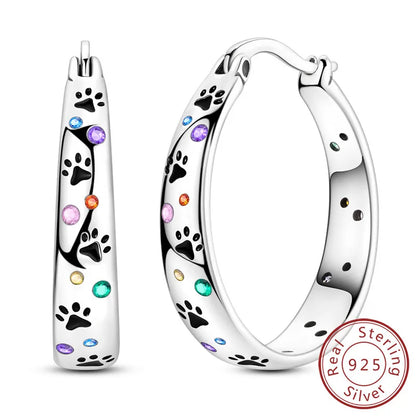 Hoop Earrings New Original 925 Sterling Silver Sweet Heart Bow Round Zircon Studs Drop Earrings For Women Girl Fine Jewelry