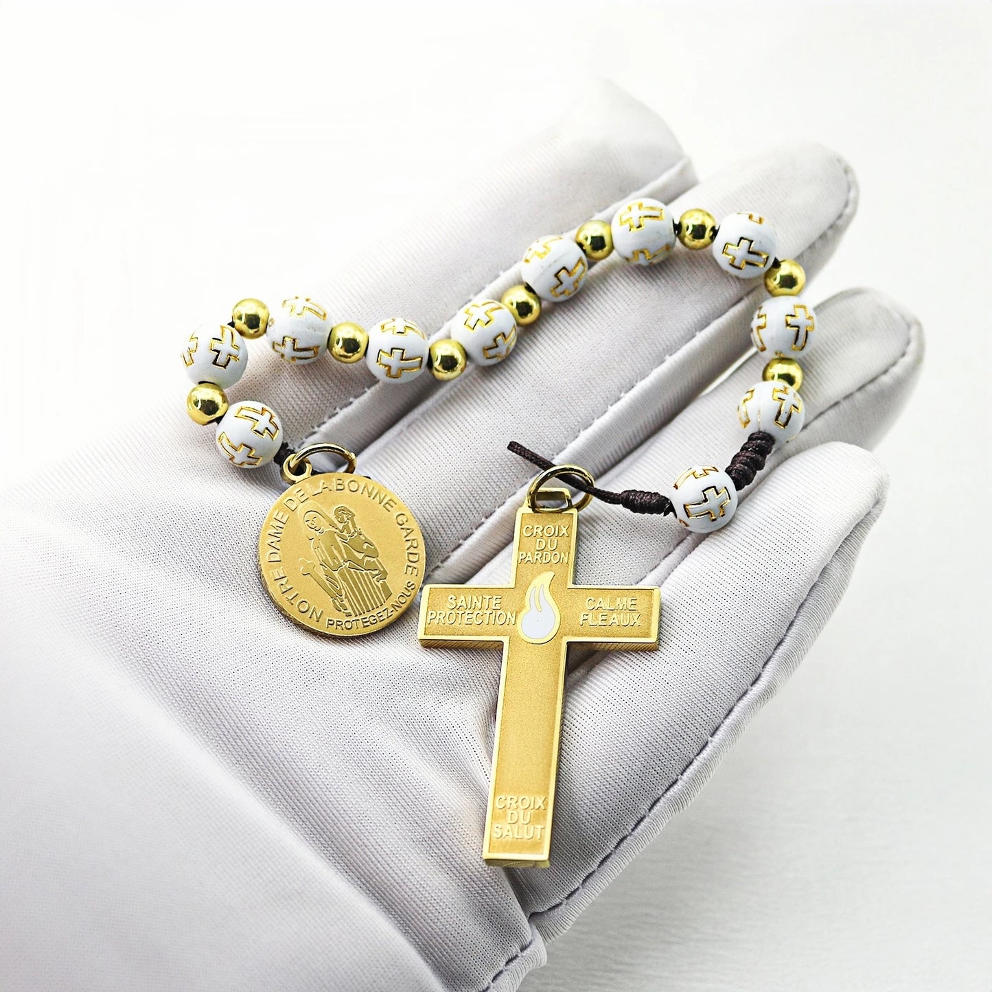 316L Stainless Steel Our Lady of Good Guard Medal Necklace With Chain Marie Julie Jahenny Cross of Forgiveness Protection Charm