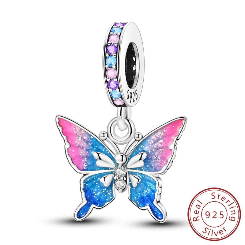 Hot 925 Sterling Silver Charm Beads Butterfly Dragonfly Firefly Charms Fit Original Bracelets DIY Jewelry For Women Gift
