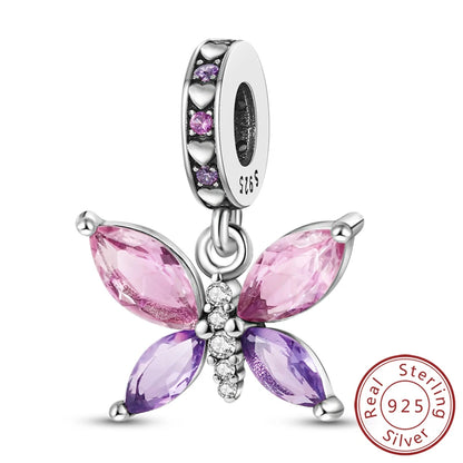 Hot 925 Sterling Silver Charm Beads Butterfly Dragonfly Firefly Charms Fit Original Bracelets DIY Jewelry For Women Gift