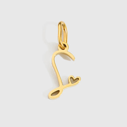 St-Delan Gold Plated Cursive Heart Initial Charms A-Z Script Alphabet Pendants for DIY Jewelry Making