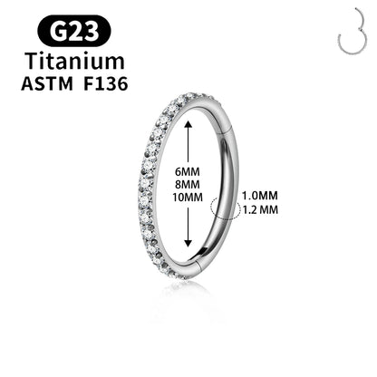 1/10PCS ASTM F136 Titanium Nose Ring 16/18G CZ Hinged Septum Clicker Hoop Tragus Daith Cartilage Helix Ear Piercing Body Jewelry