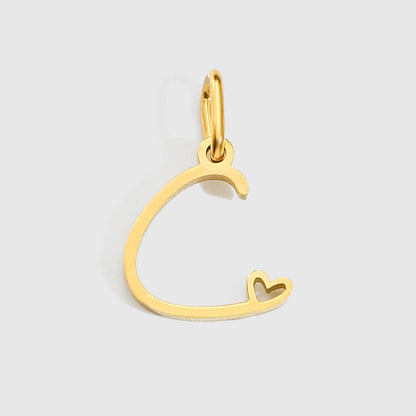 St-Delan Gold Plated Cursive Heart Initial Charms A-Z Script Alphabet Pendants for DIY Jewelry Making