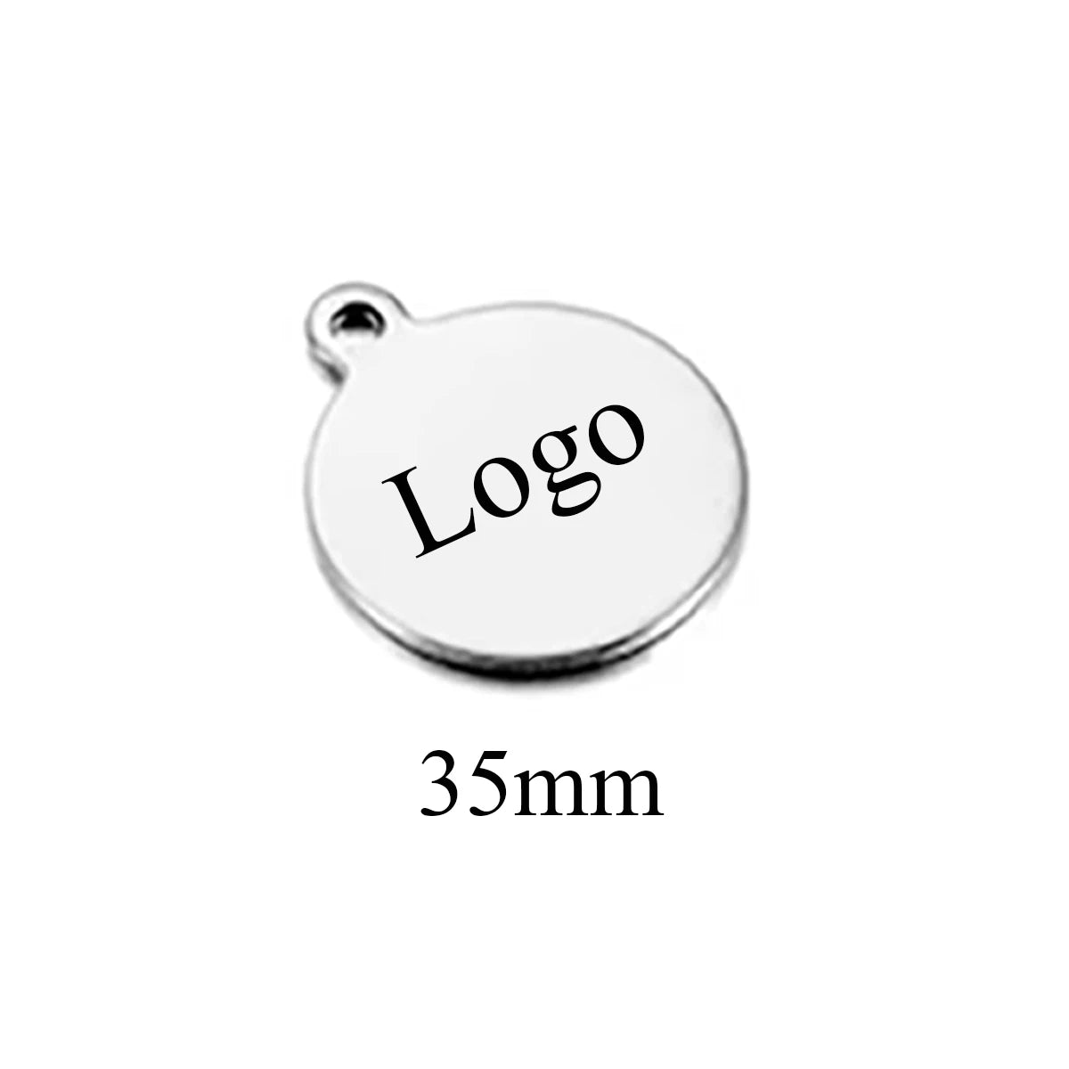 10-50pcs Stainless Steel Circle Round Tag Laser Engraved Logo Name Tail Chain Label for DIY Customize Jewelry Making