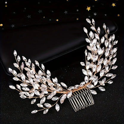 Golden Crystal Pearl Hair Comb Headband Hairband For Women Party Bridal Wedding Hair Accessories Jewelry Comb Headband Hairband
