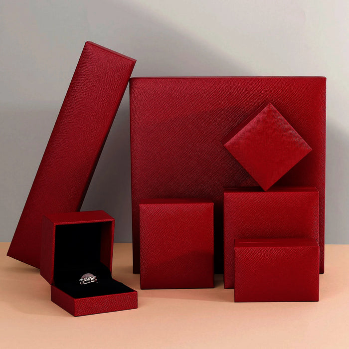 Jewelry Gift Boxes Velvet Lined for Ring Necklace Bracelet Luxury Packaging Wholesale Bulk 4 Colors Padded Boutique Box