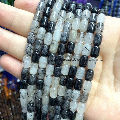 6x9MM Cylinder AA Smoky Quartz Natural Stone Loose Spacer Beads for Jewelry Making DIY Earrings Bracelets Charms Accessories