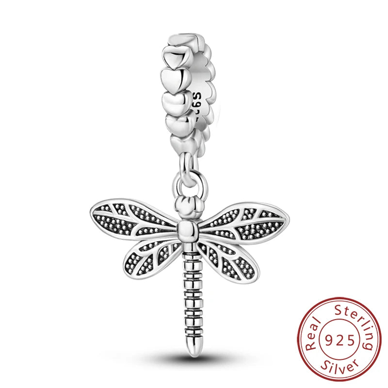 Hot 925 Sterling Silver Charm Beads Butterfly Dragonfly Firefly Charms Fit Original Bracelets DIY Jewelry For Women Gift