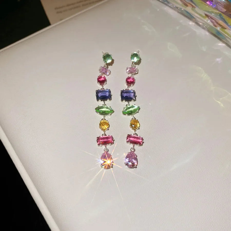 Brand 18K Gold Plated New Luxury Colourful Crystal Zircon Necklace For Women Fashion Party Jewelry Accessories Ladies Jewellery