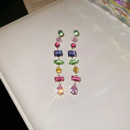 Brand 18K Gold Plated New Luxury Colourful Crystal Zircon Necklace For Women Fashion Party Jewelry Accessories Ladies Jewellery