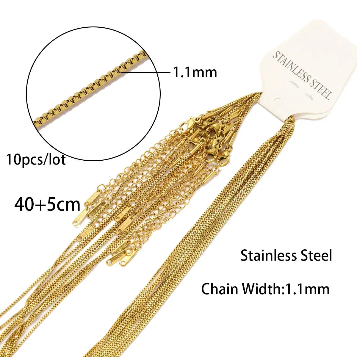 10pcs/Lot Stainless Steel  40+5cm 18K Gold Color PVD Plated Ripple Twisted Chain Never Fade Women Water Wave DIY Necklace