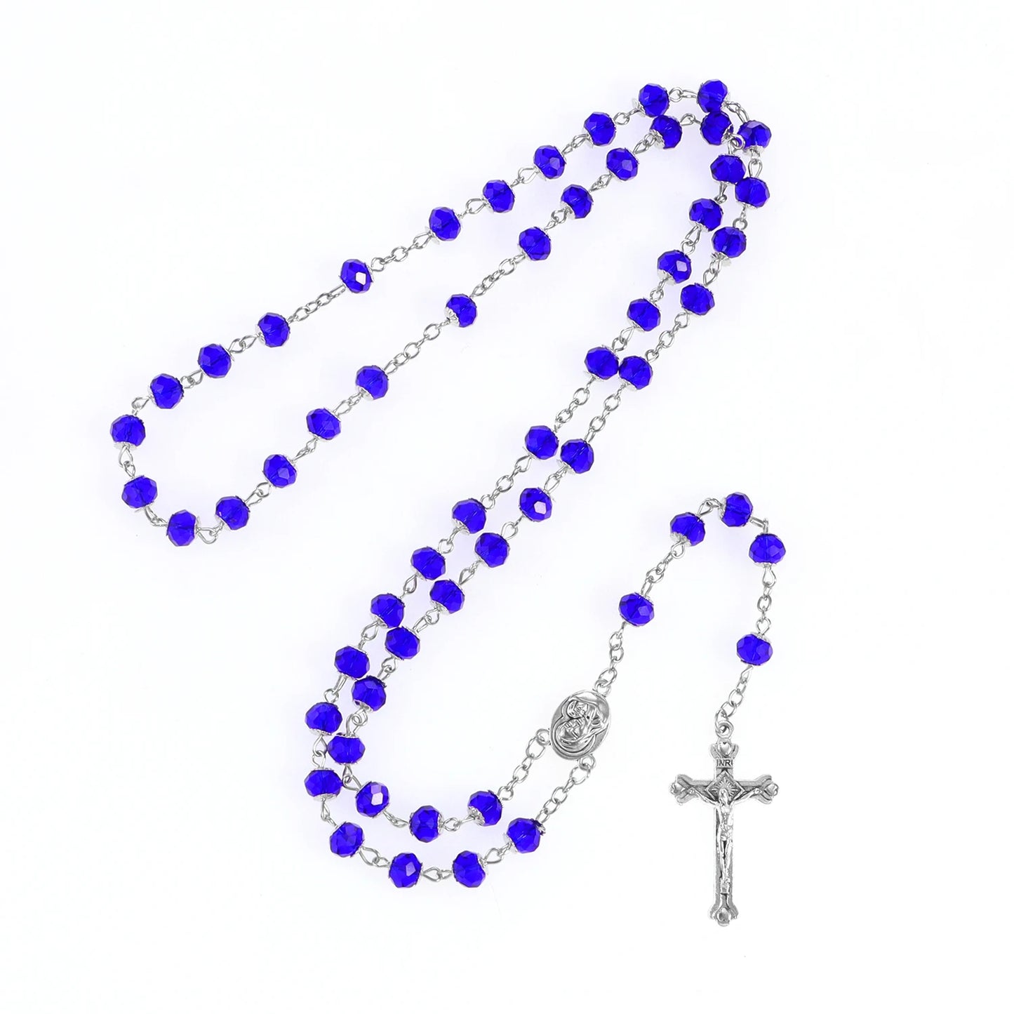 Fashion Vintage Cross Necklace Rosary Beads Chain Jesus Crucifix Virgin Mary Pendant Chain Jewelry Necklace