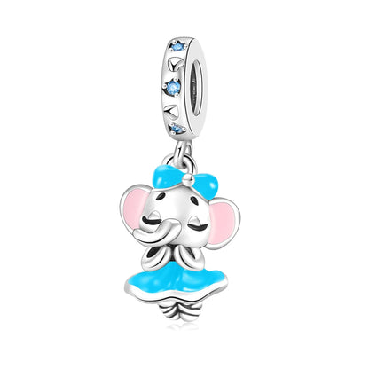 2025 New Silver Plated Elephant, Wombat, Kitten, Bear Dangle Charm Fit Pan Bracelet Bead DIY Women Cute Pet Serise Jewelry Gift