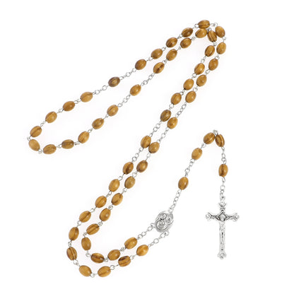Fashion Vintage Cross Necklace Rosary Beads Chain Jesus Crucifix Virgin Mary Pendant Chain Jewelry Necklace