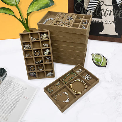 1PC, Flocking Jewelry Box Jewelry Tray, Color: Brown